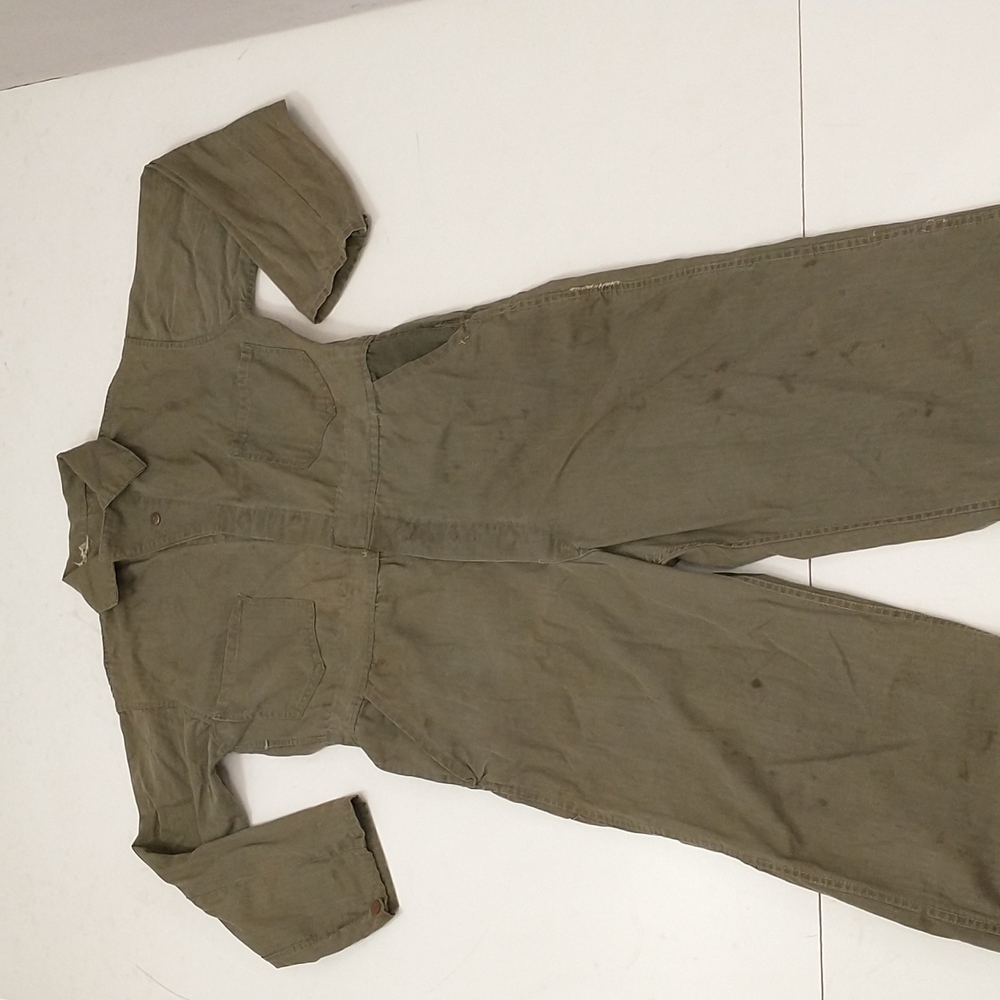 Vintage HBT Military Coveralls Jumpsuit Old Drab Canvas Workwear Top Gun Cosplay